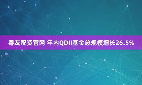 粤友配资官网 年内QDII基金总规模增长26.5%