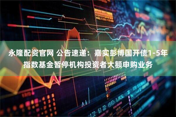 永隆配资官网 公告速递：嘉实彭博国开债1-5年指数基金暂停机构投资者大额申购业务
